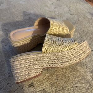 Women's Tan Woven Platform Sandals
